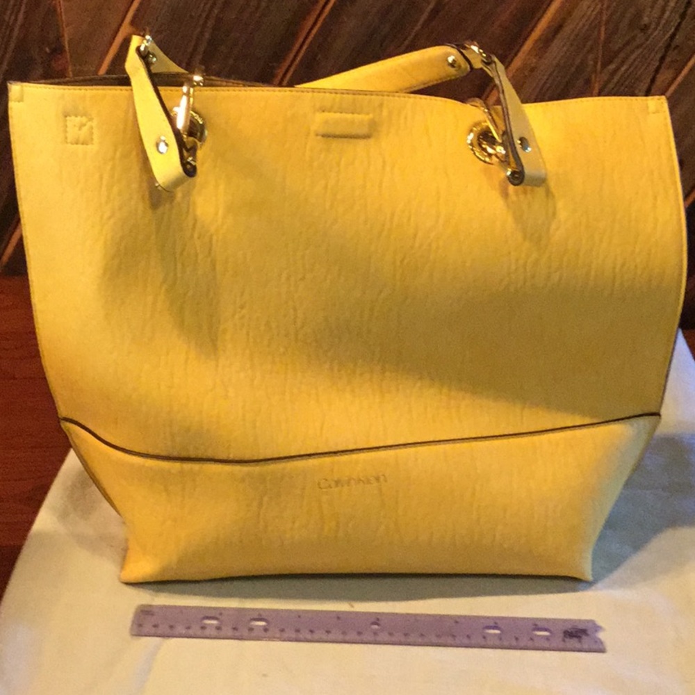 NWOT Lemon Calvin Klein Leather Tote